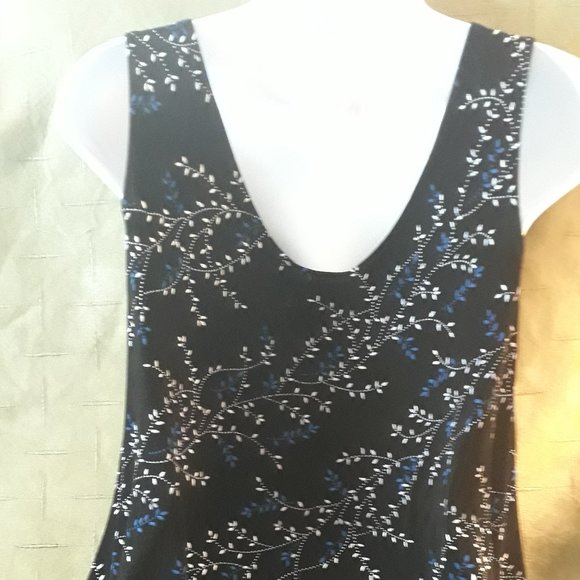 Calison Sleeveless Black &Blue Floral Cowl Neck Blouse Size 2X Plus Size - Picture 3 of 5